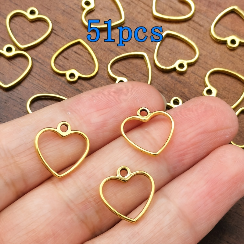 51pcs Small Heart Charm Pendants for Handmade Jewellery